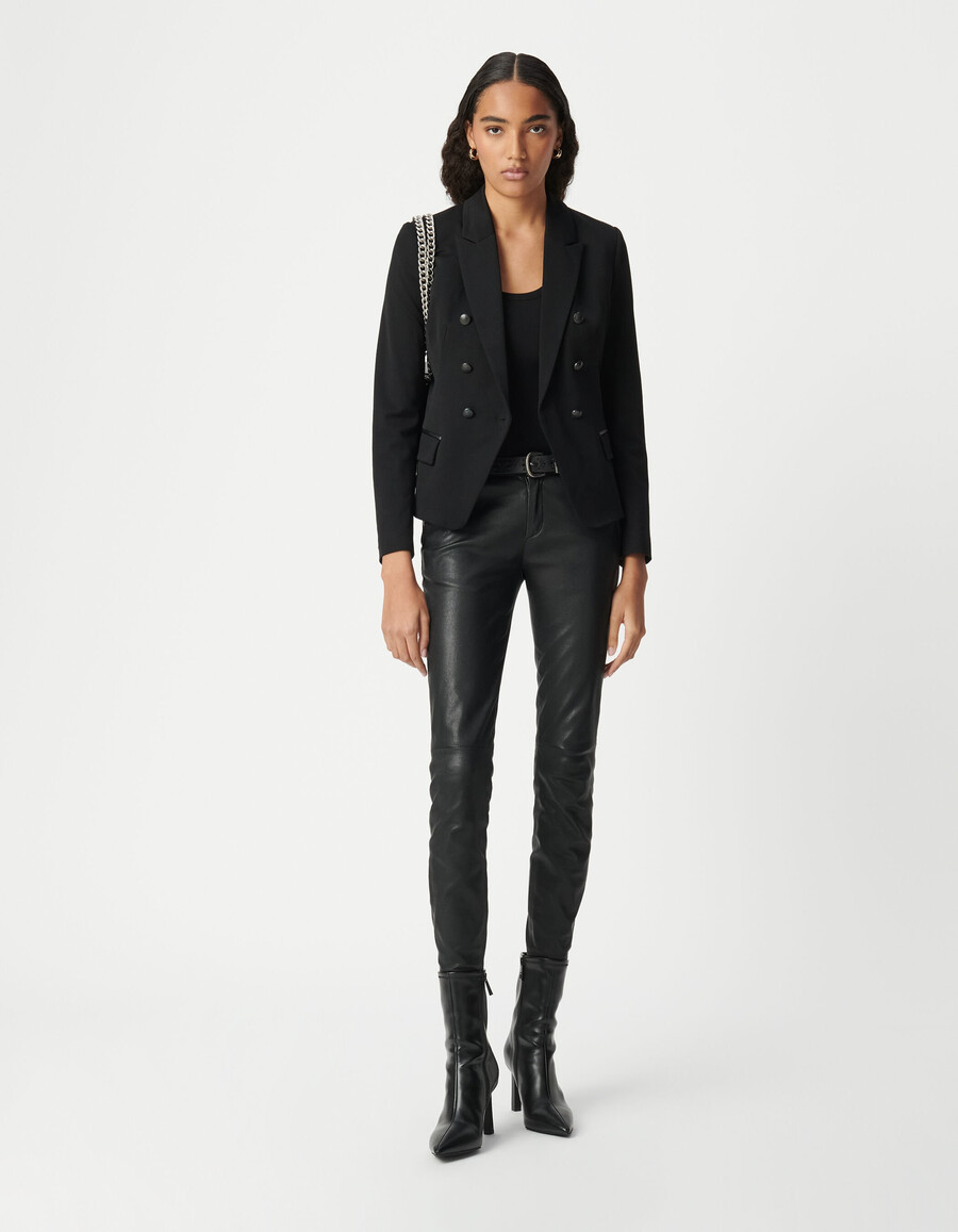 chaqueta negra cruzada de sastre para mujer