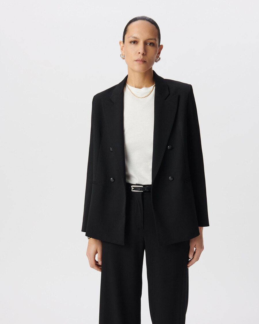 chaqueta de traje negra extragrande para mujer