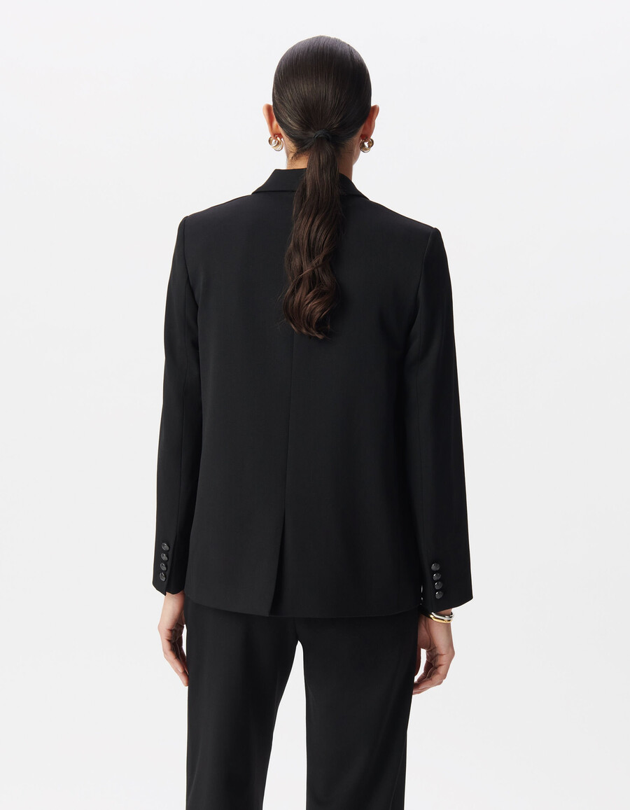 chaqueta de traje negra extragrande para mujer