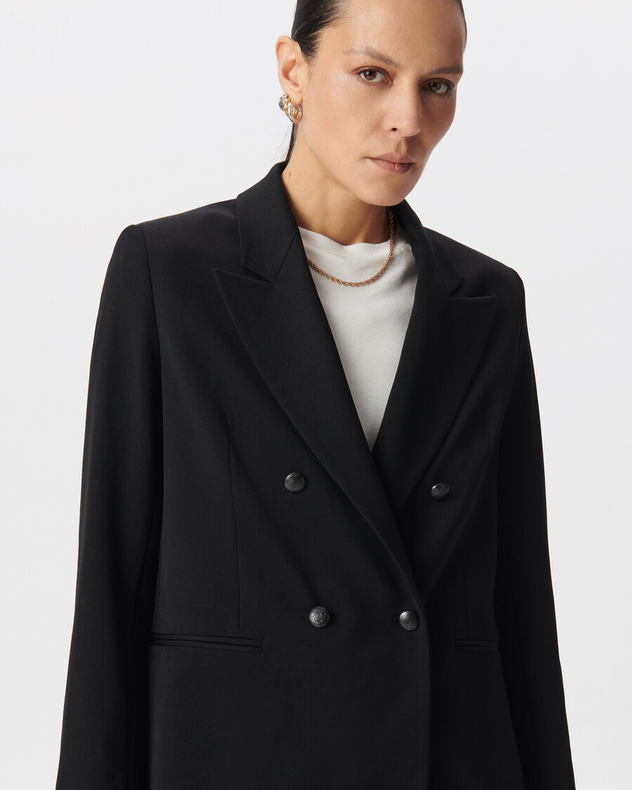 chaqueta de traje negra extragrande para mujer