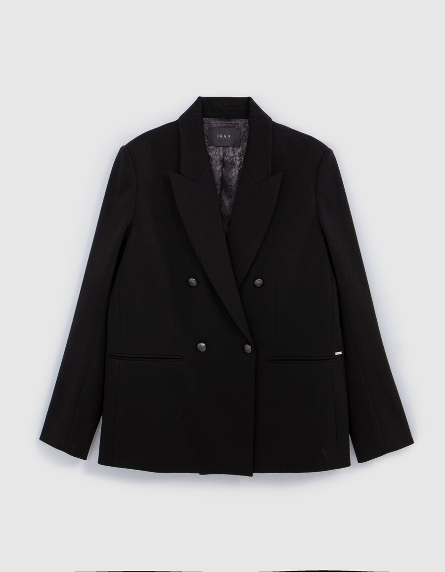 chaqueta de traje negra extragrande para mujer