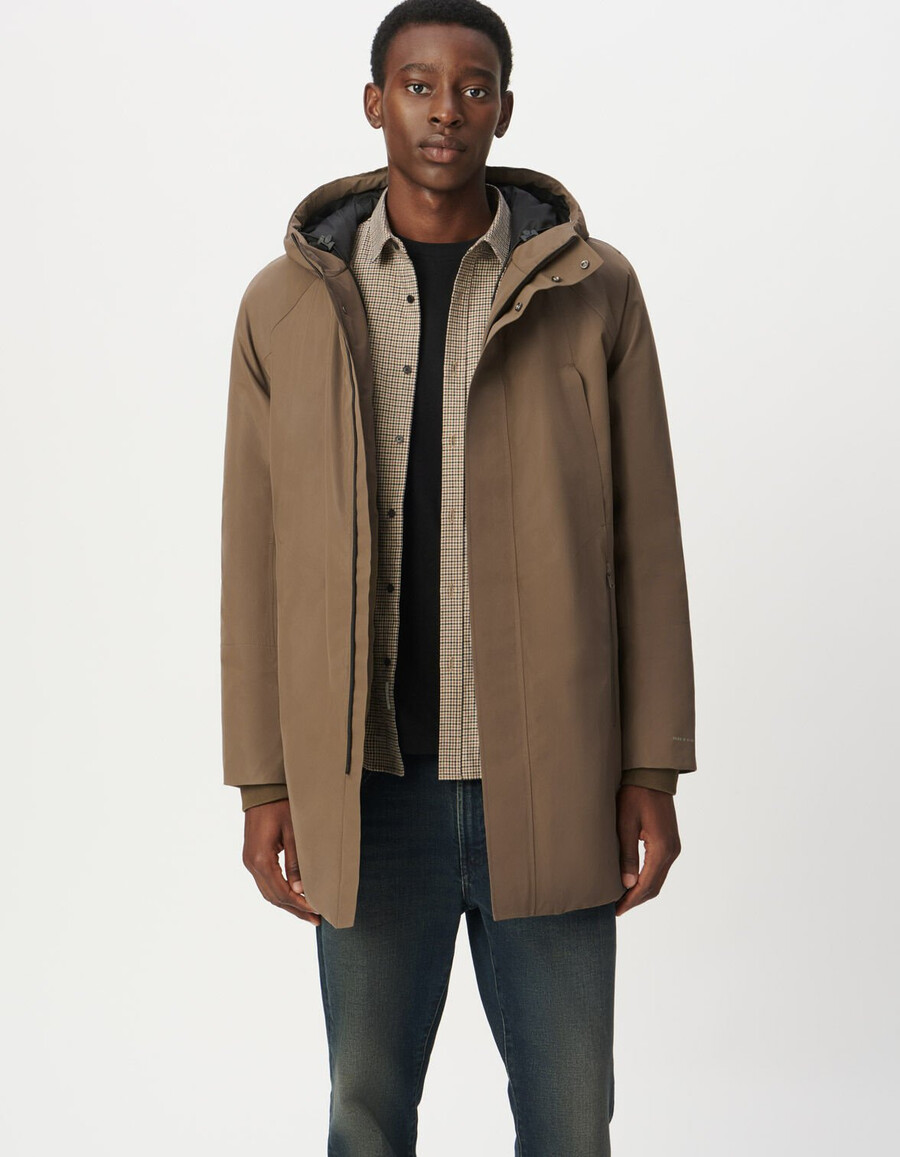 parka impermeable y transpirable acolchada beige para hombre