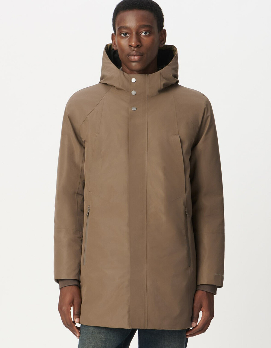parka impermeable y transpirable acolchada beige para hombre