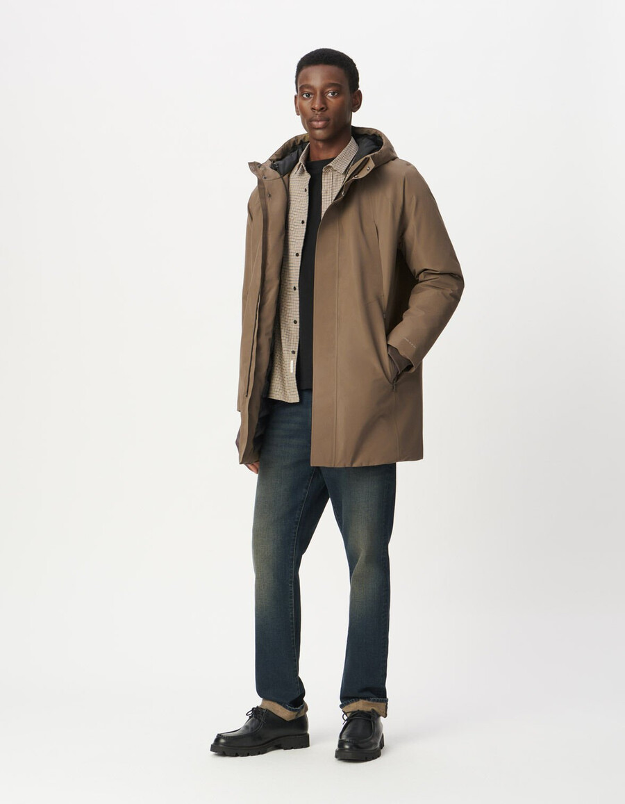 parka impermeable y transpirable acolchada beige para hombre