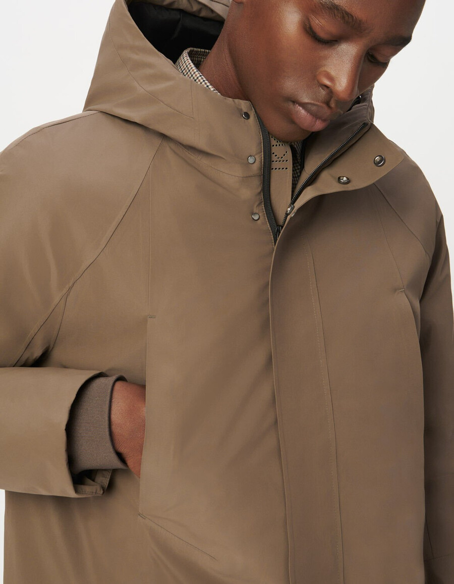 parka impermeable y transpirable acolchada beige para hombre