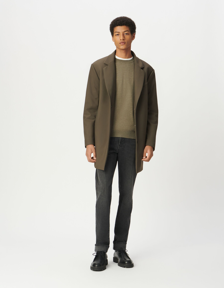 parka beige para hombre con forro negro extraíble de fácil cuidado