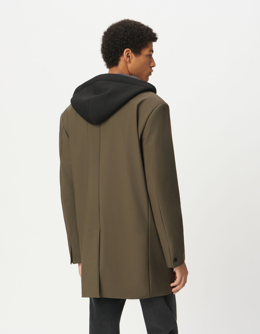parka beige para hombre con forro negro extraíble de fácil cuidado