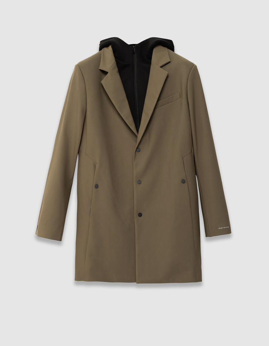 parka beige para hombre con forro negro extraíble de fácil cuidado