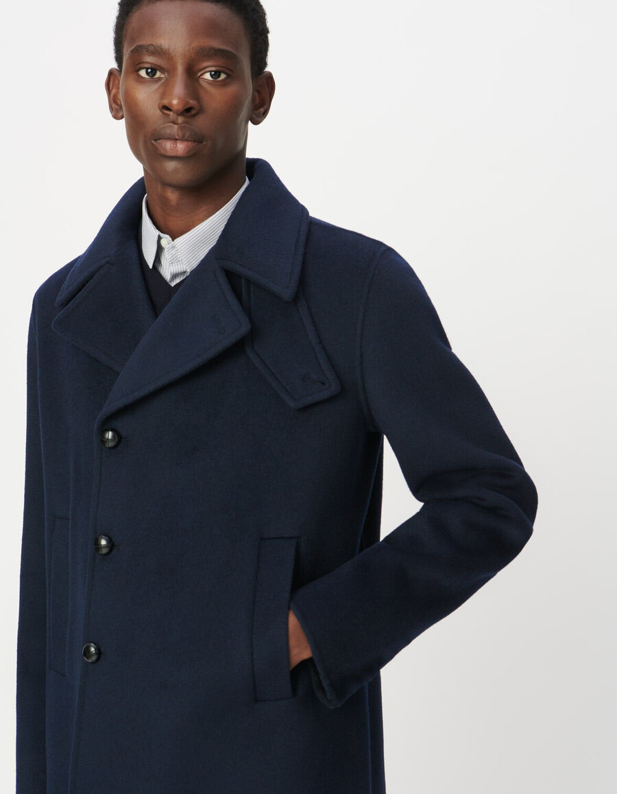 hombre peacoat van marineblauwe wol