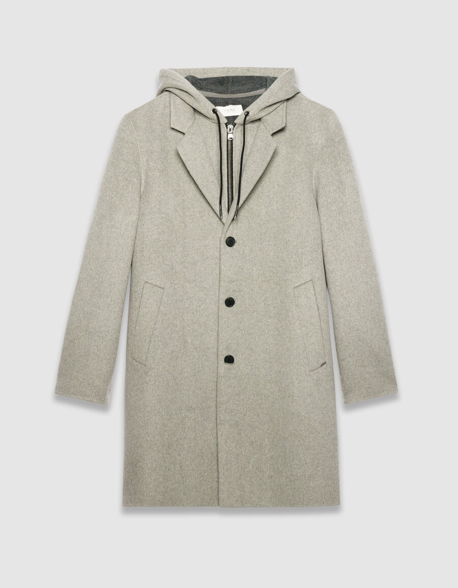 abrigo gris para hombre con capucha desmontable