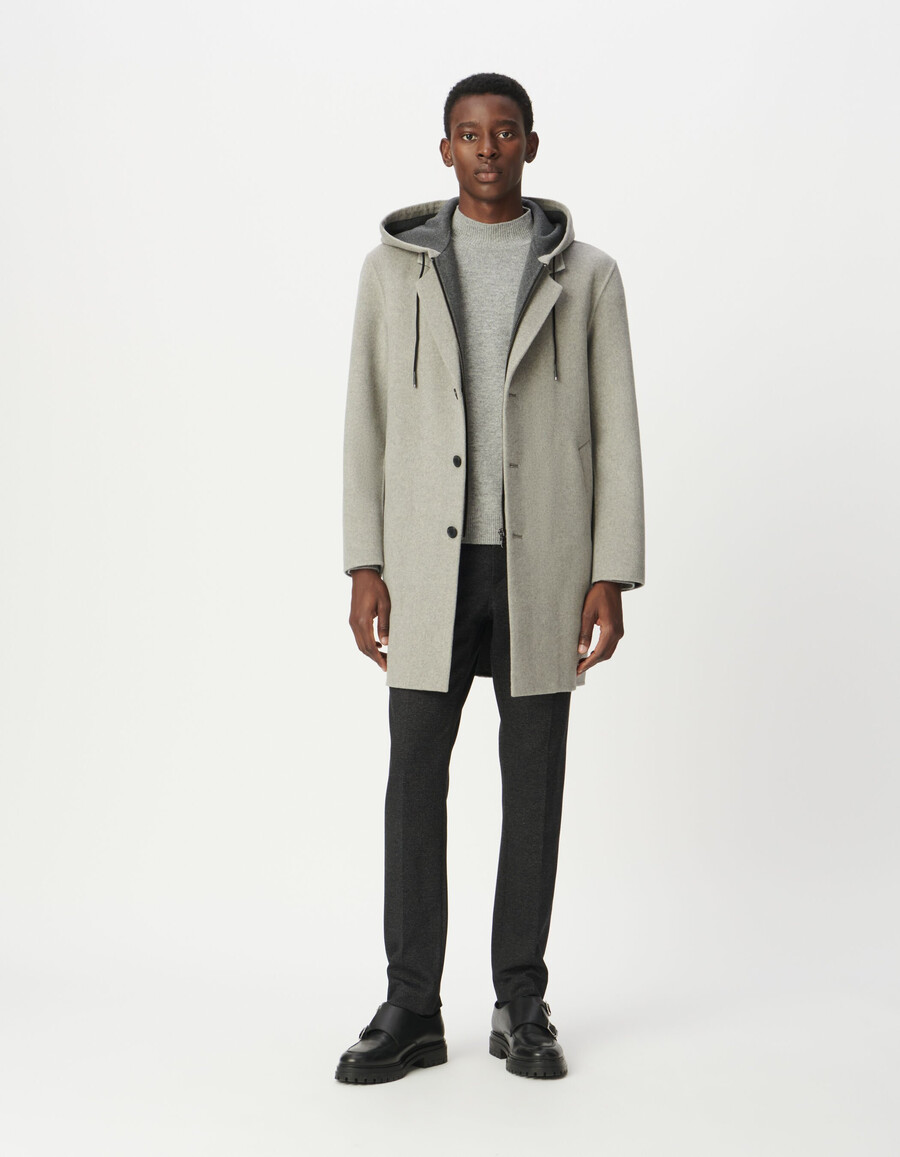 abrigo gris para hombre con capucha desmontable