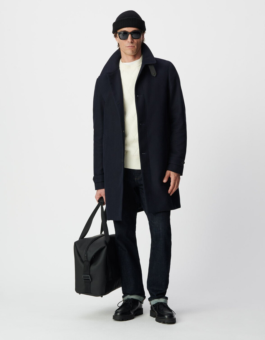 gabardina azul para hombre con forro extraíble