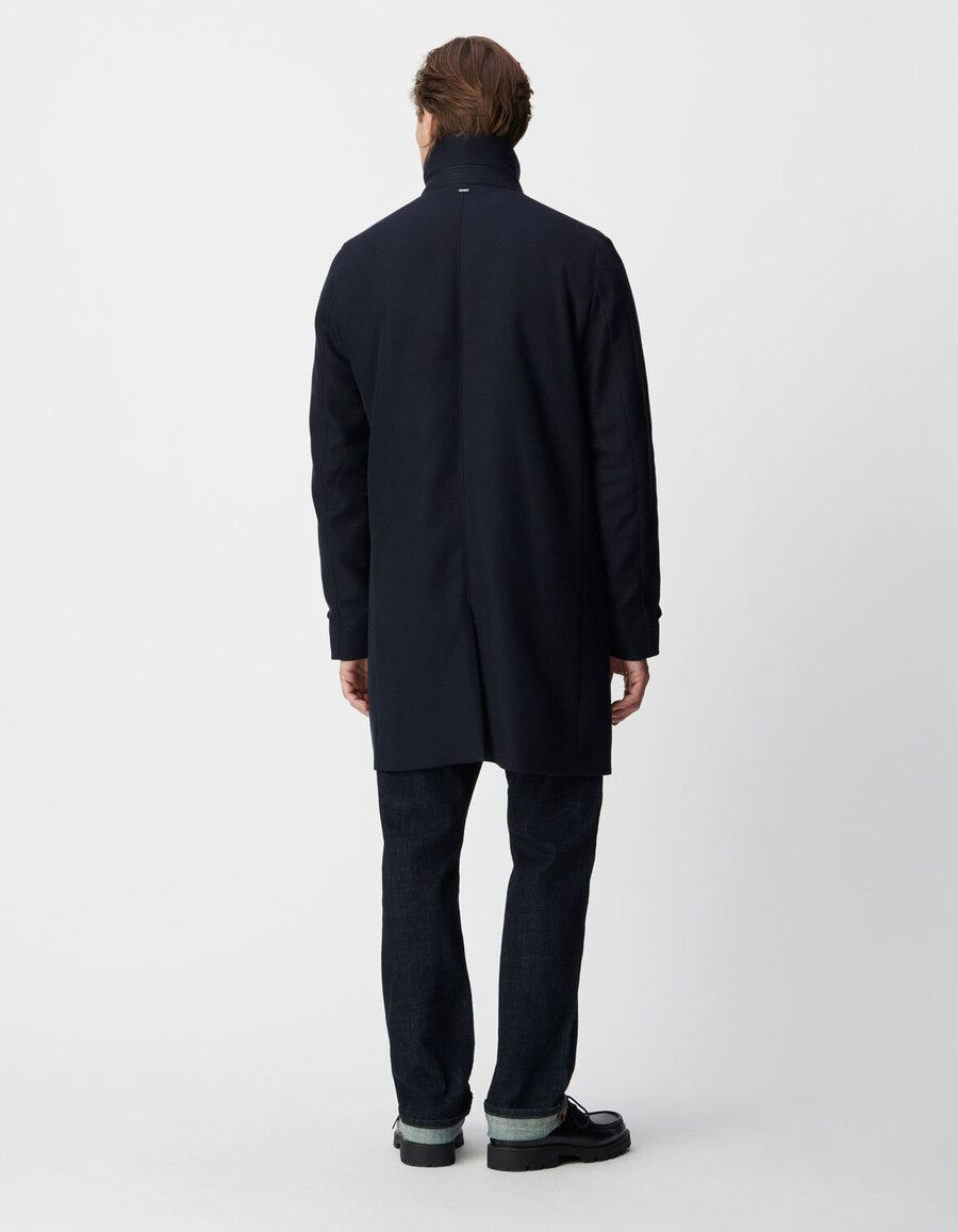 gabardina azul para hombre con forro extraíble