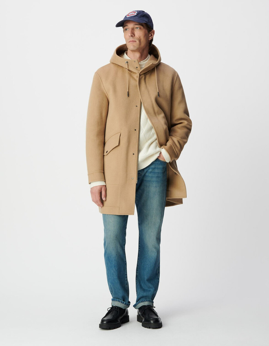 abrigo beige con capucha para hombre esprit duffle-coat