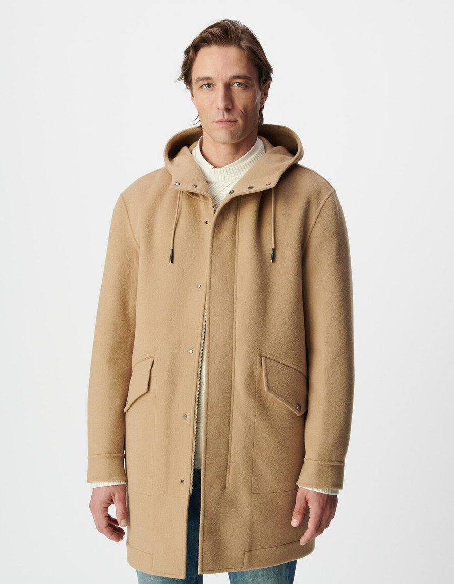 abrigo beige con capucha para hombre esprit duffle-coat