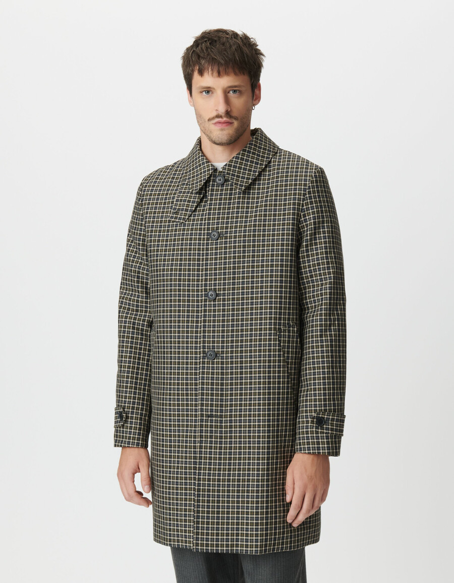 gabardina caqui con estampado de cuadros para hombre