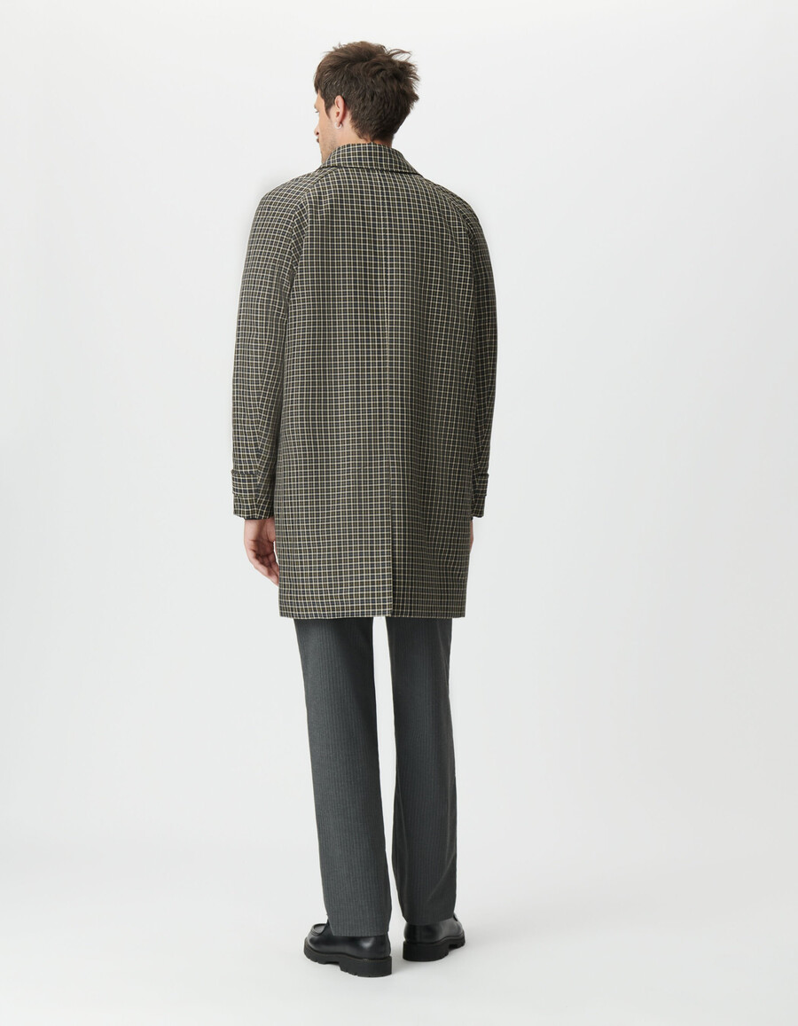 gabardina caqui con estampado de cuadros para hombre