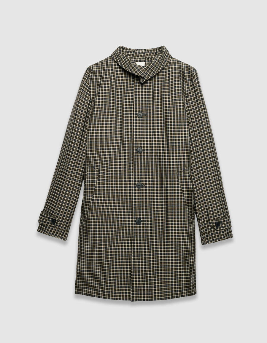 gabardina caqui con estampado de cuadros para hombre
