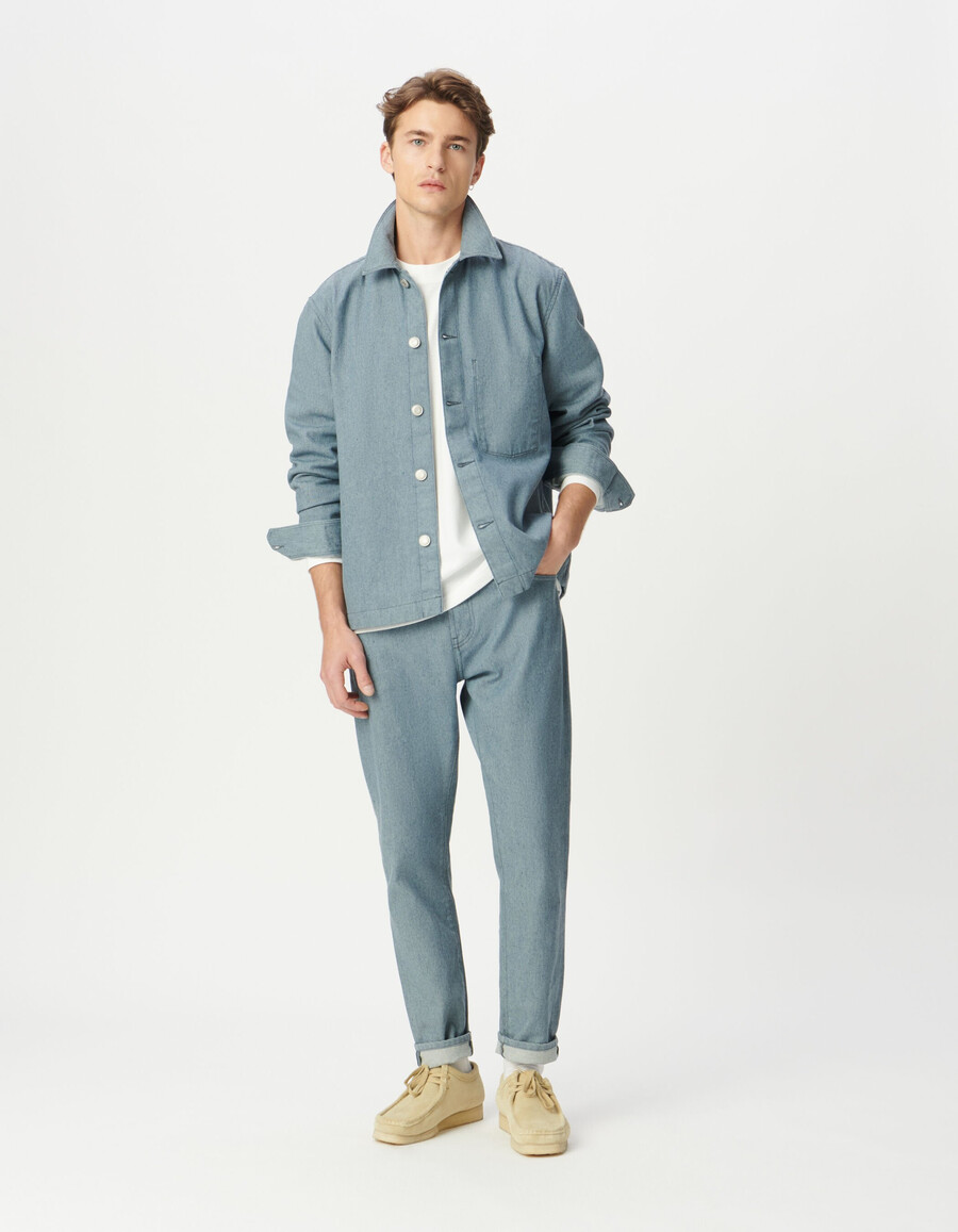 vaqueros ben cónicos de color azul jaspeado para hombre