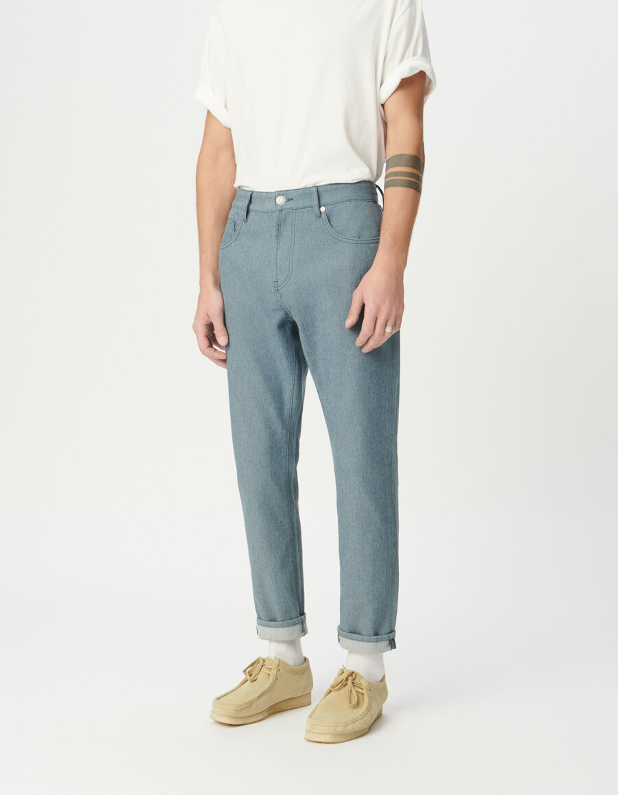 vaqueros ben cónicos de color azul jaspeado para hombre