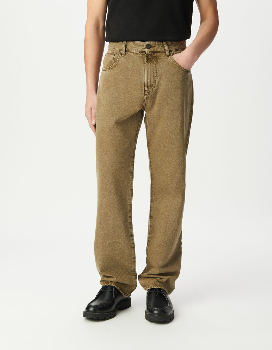 vaqueros rectos niel color caqui para hombre
