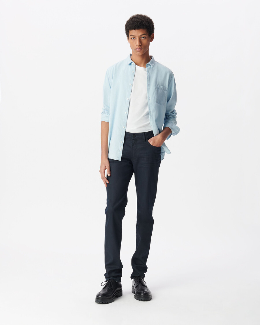 vaqueros azul marino ajustados para hombre