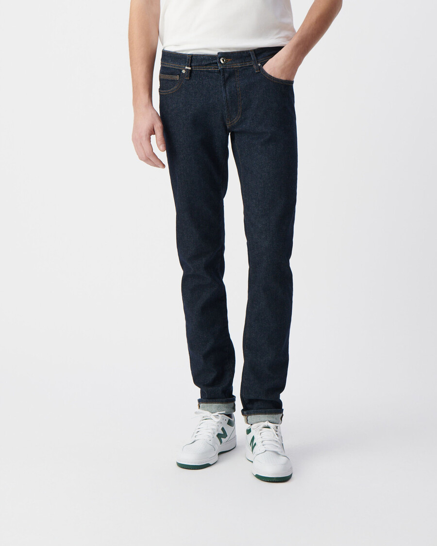vaqueros ajustados crudos power stretch azul oscuro para hombre