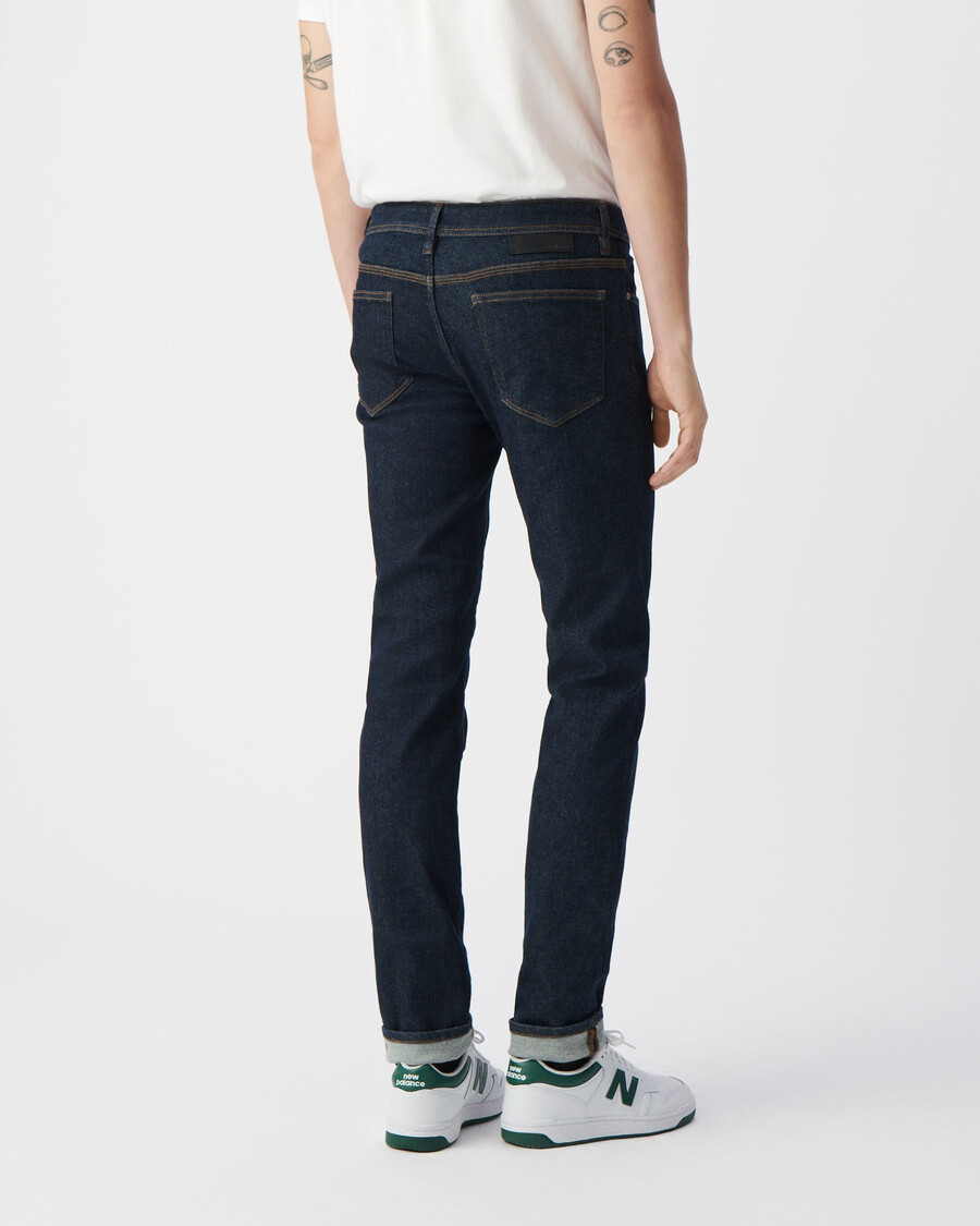 vaqueros ajustados crudos power stretch azul oscuro para hombre