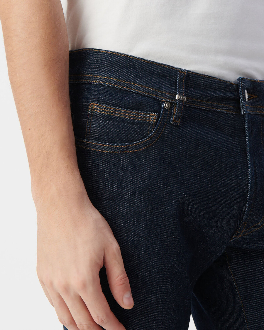 vaqueros ajustados crudos power stretch azul oscuro para hombre