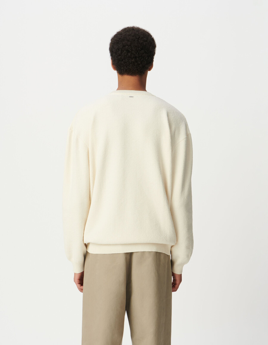 sudadera de punto color crudo con forro de bouclette para hombre