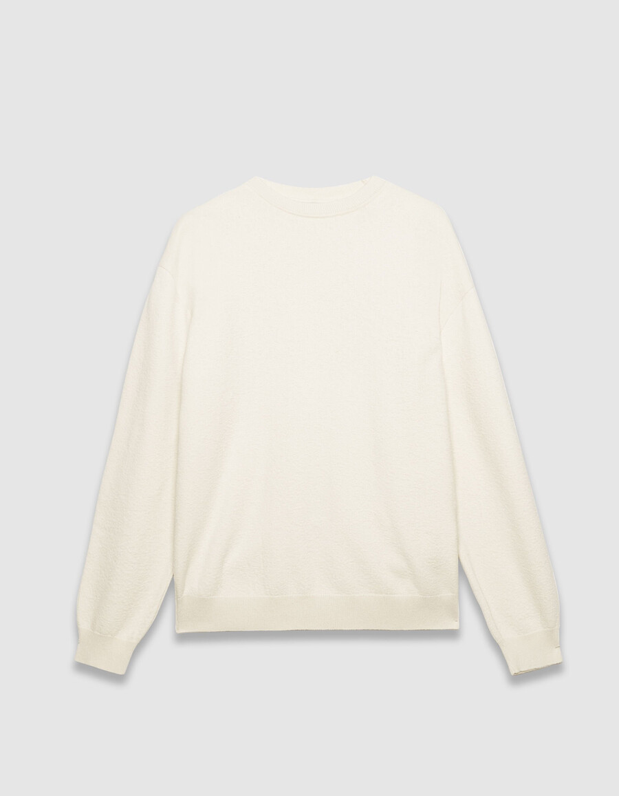sudadera de punto color crudo con forro de bouclette para hombre