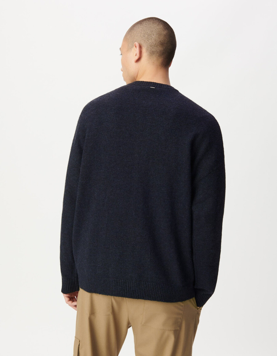 cárdigan de punto azul marino con cremallera para hombre