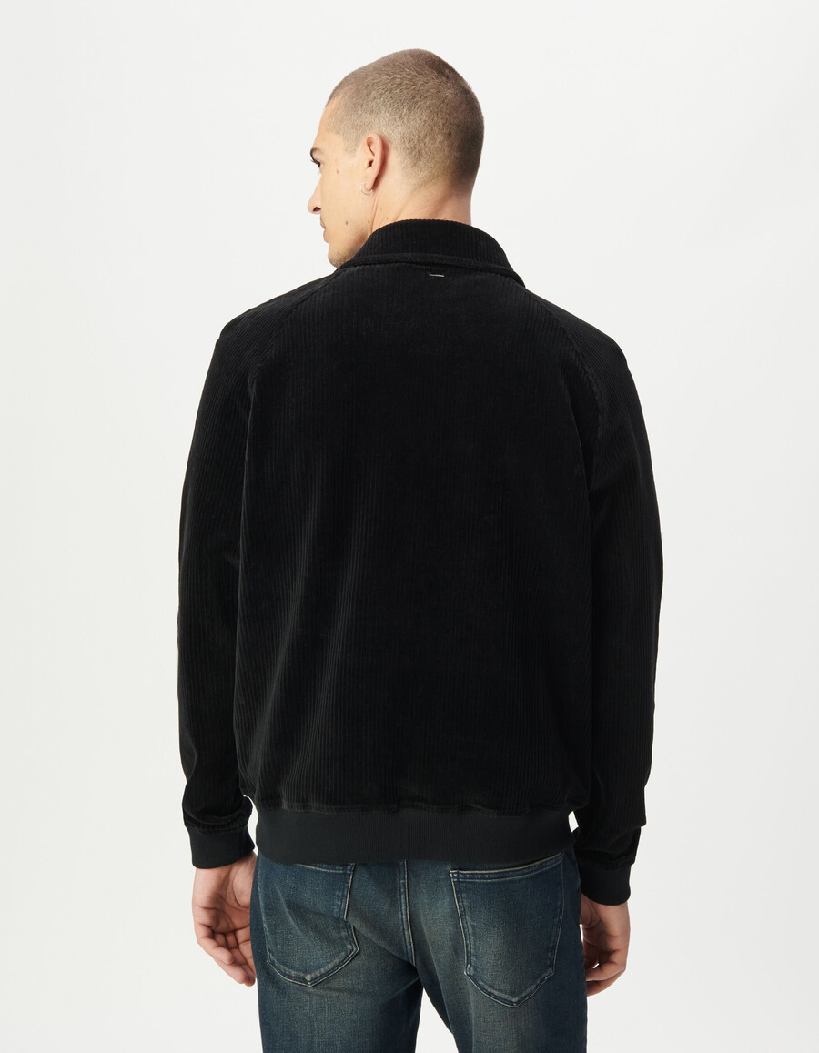 cárdigan de punto de pana negro con cremallera para hombre
