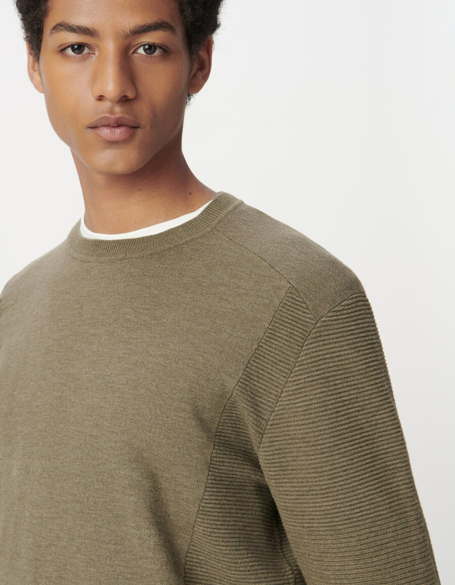 suéter de punto seawool beige para hombre laterales y mangas texturizados