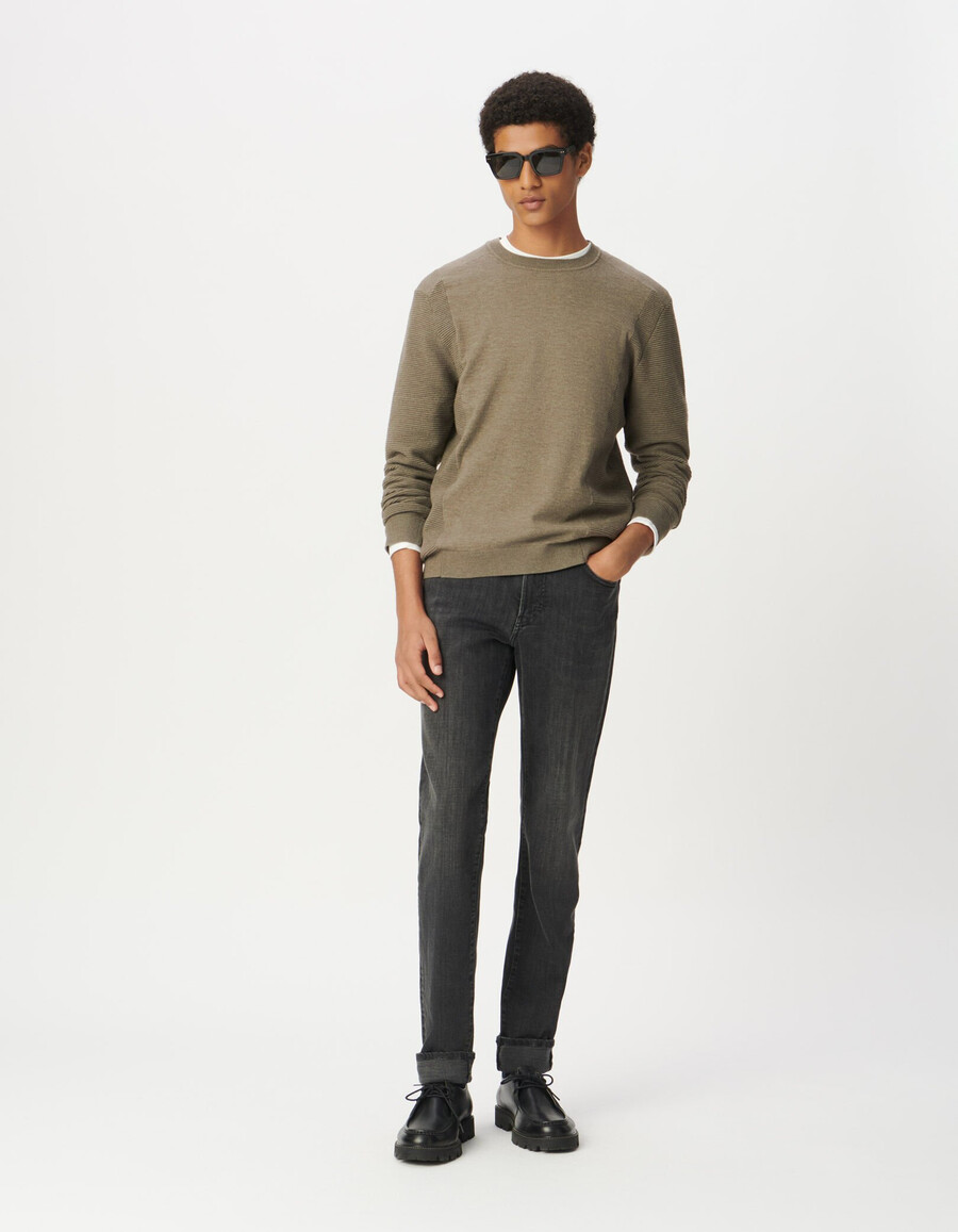 suéter de punto seawool beige para hombre laterales y mangas texturizados