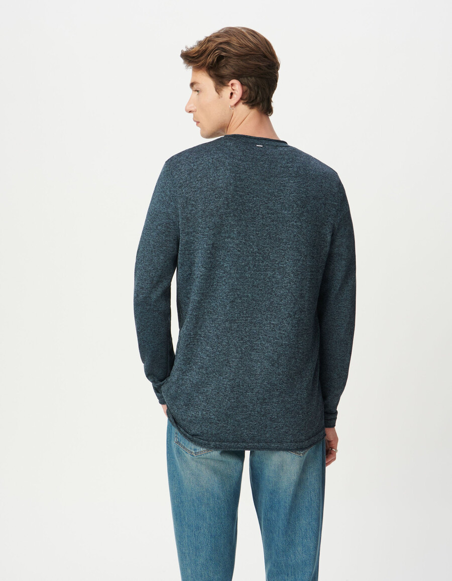 suéter de punto mouliné azul para hombre
