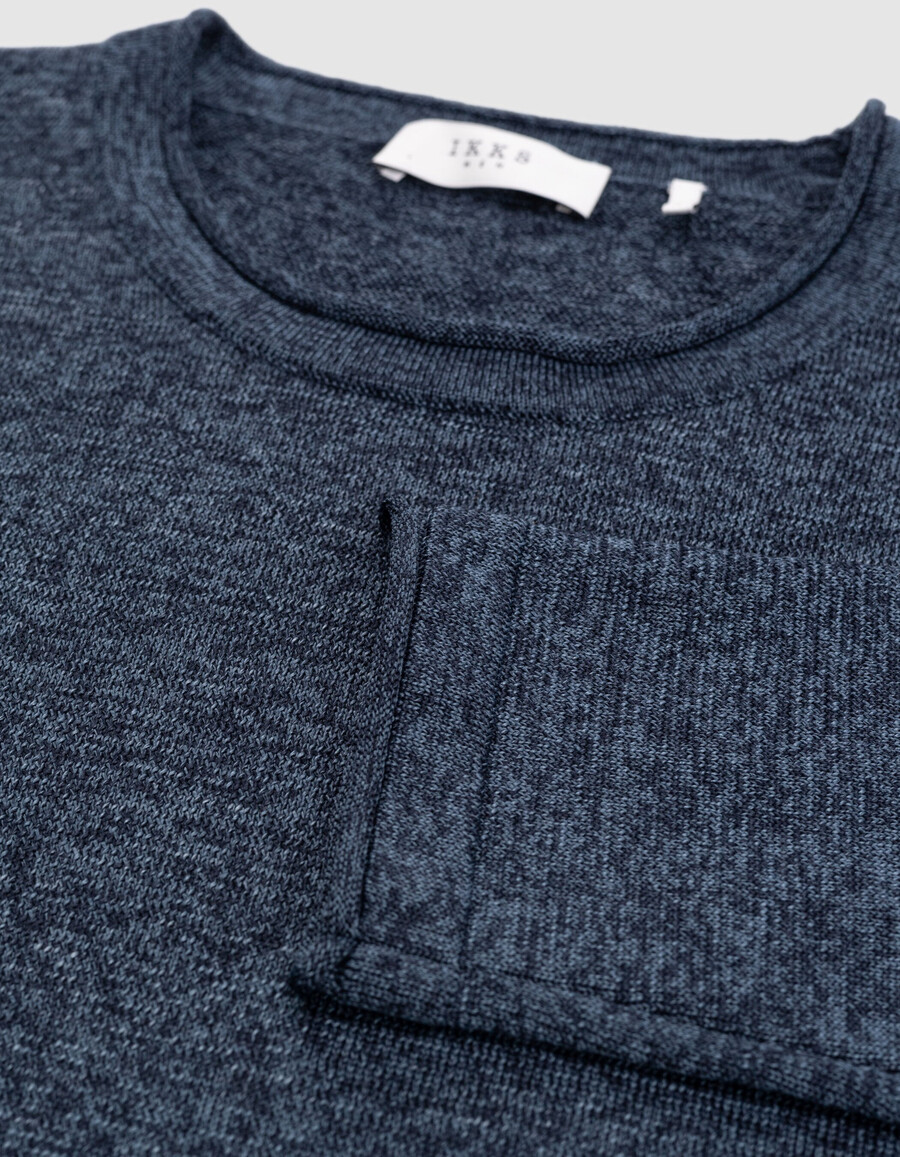 suéter de punto mouliné azul para hombre