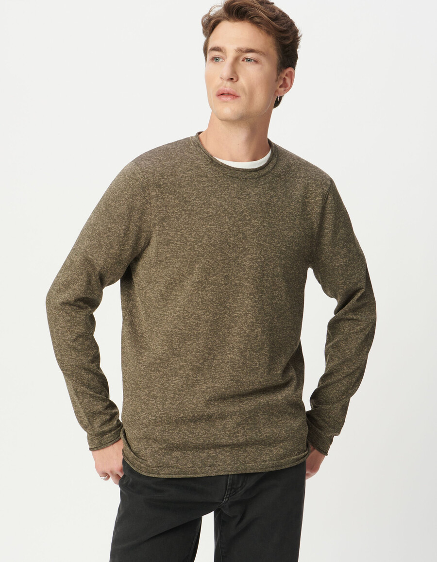 jersey de hombre de punto mouliné caqui