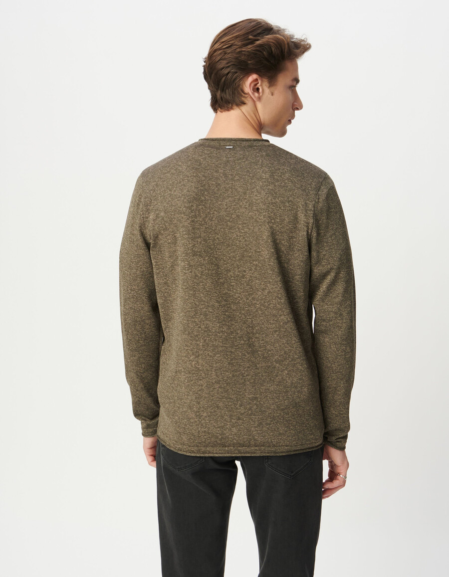 jersey de hombre de punto mouliné caqui