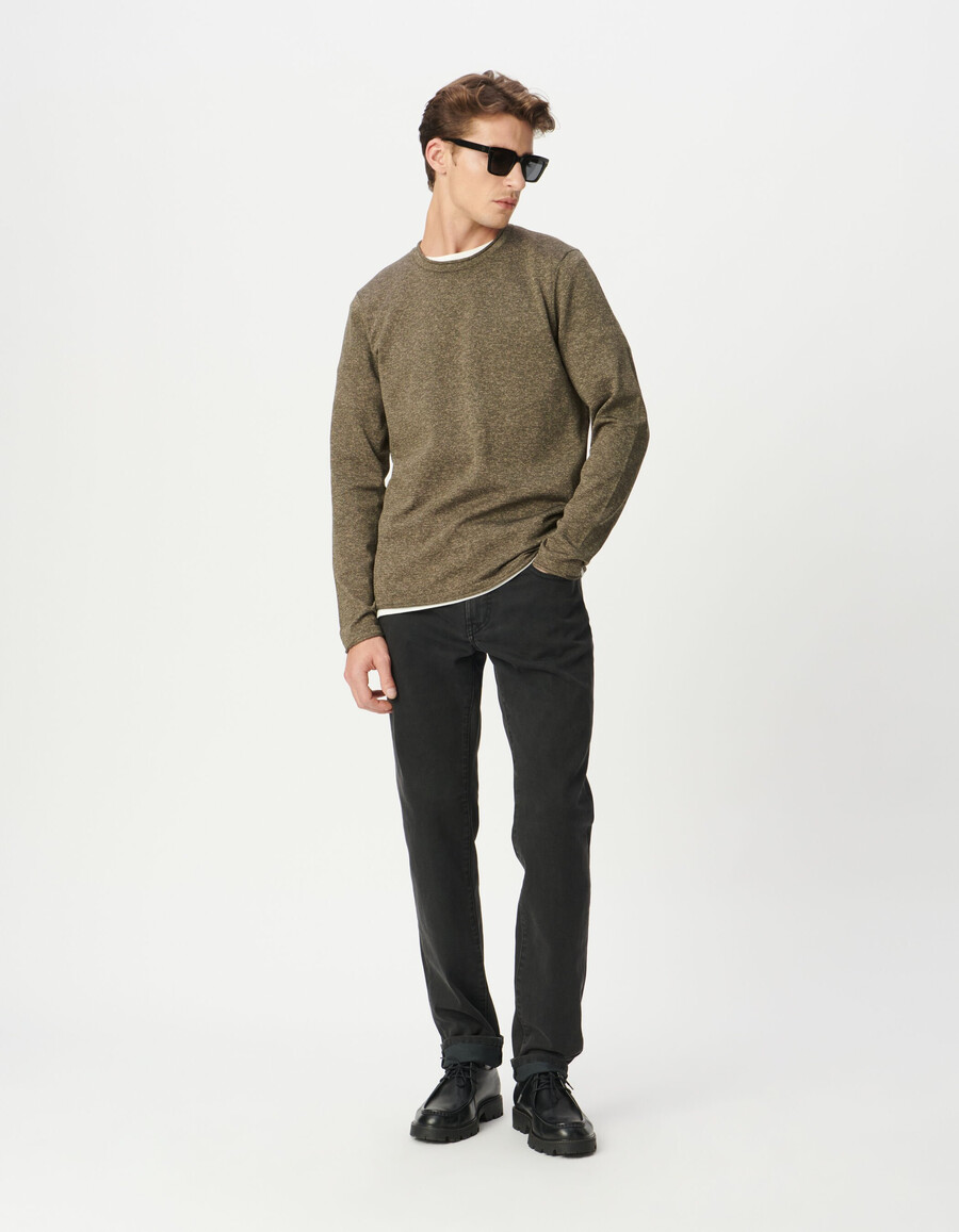 jersey de hombre de punto mouliné caqui