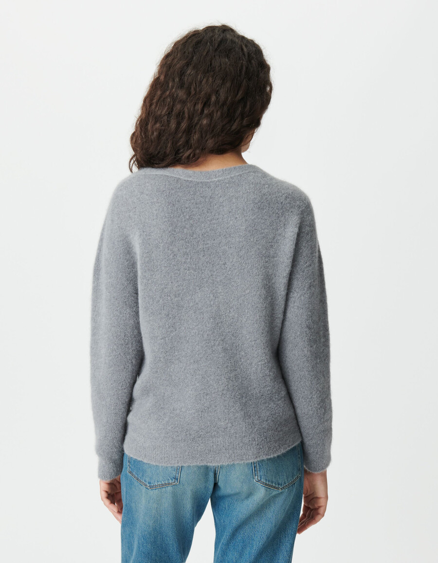 cárdigan reversible de punto gris con parte delantera y trasera para mujer