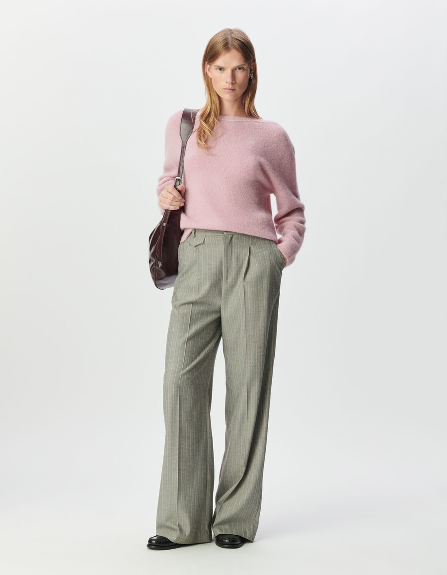 cárdigan reversible de punto fino rosa para mujer con espalda y frente