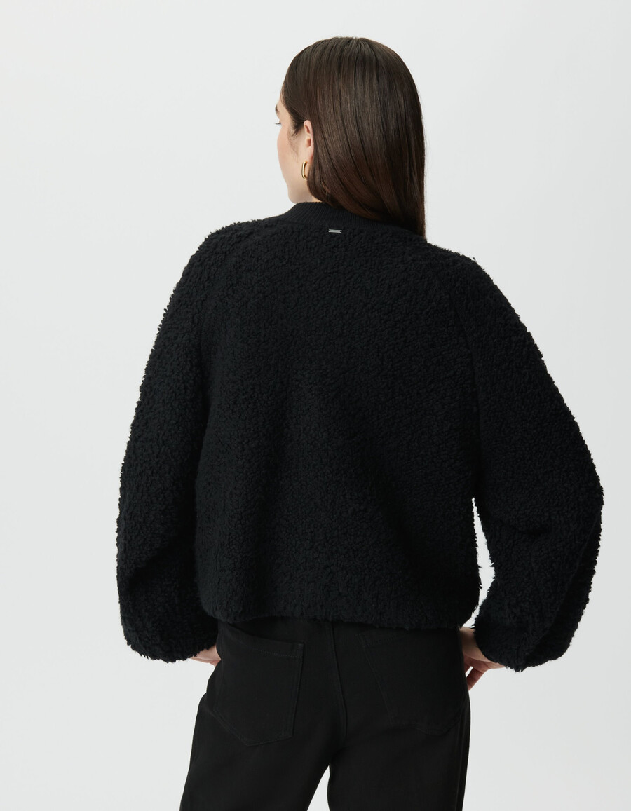 cárdigan de punto bouclette negro para mujer