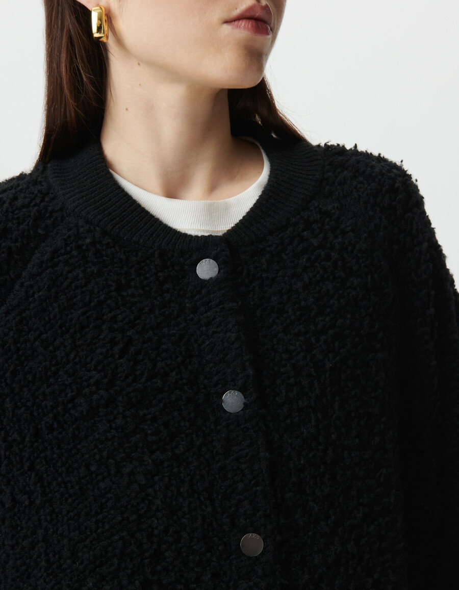 cárdigan de punto bouclette negro para mujer