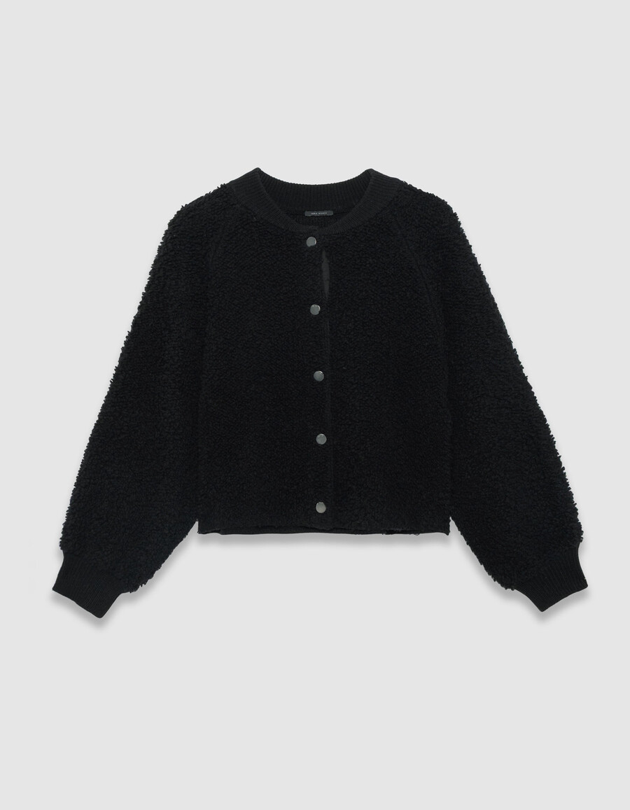 cárdigan de punto bouclette negro para mujer