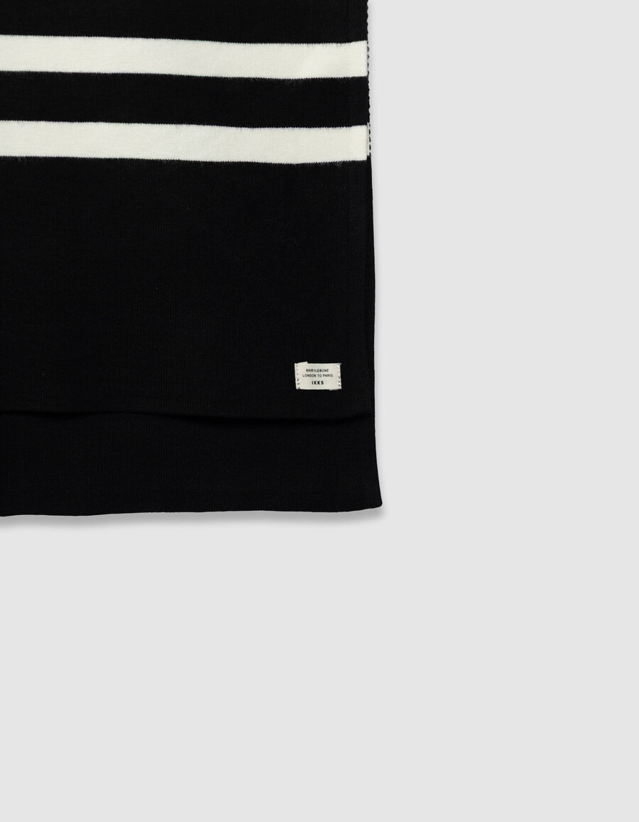 capa de punto con rayas marineras negras para mujer