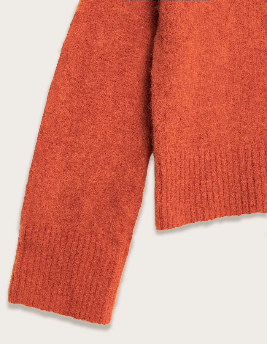 suéter naranja oversize con cuello en v para mujer