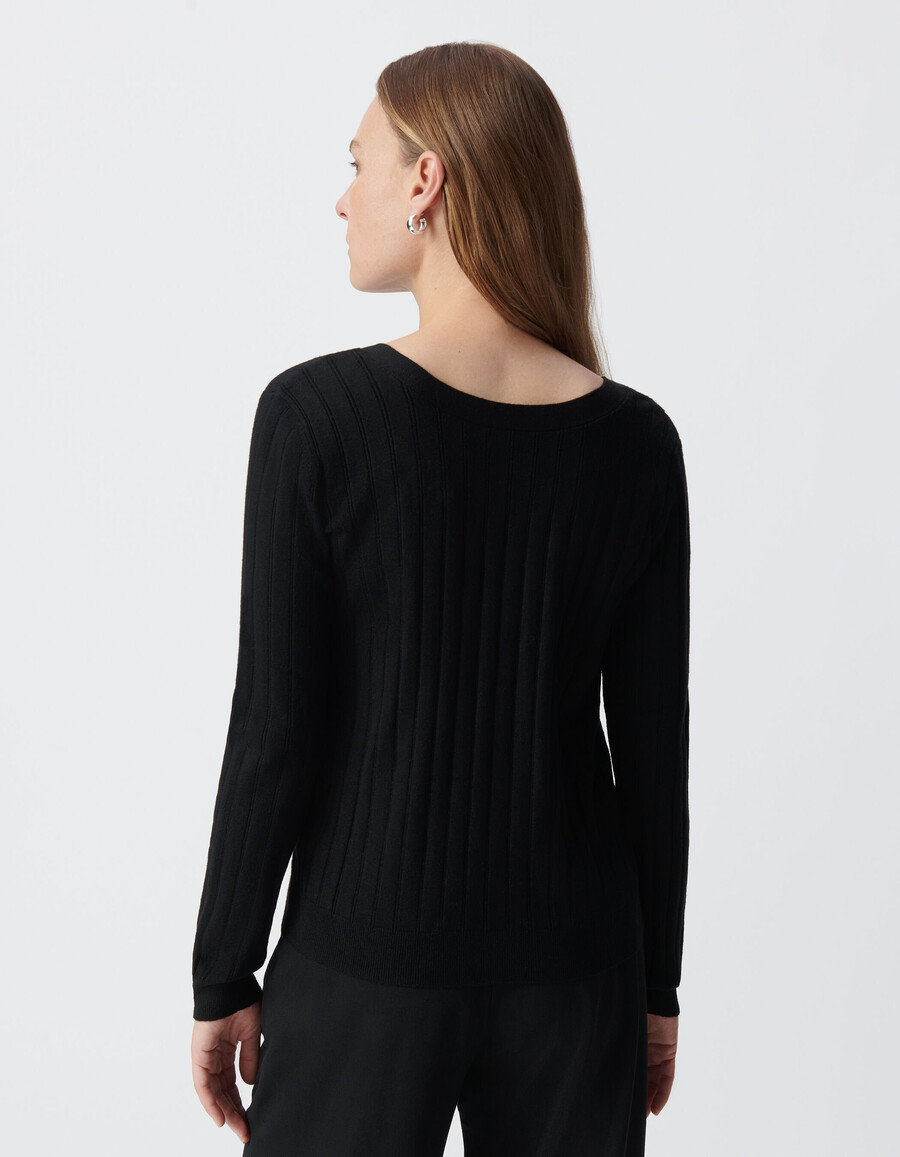 cárdigan de punto negro con botones para mujer