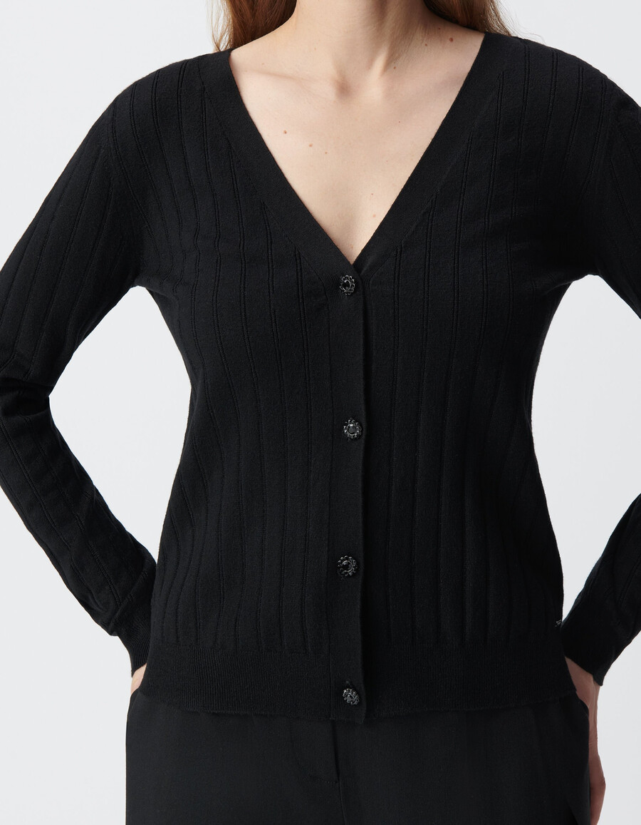 cárdigan de punto negro con botones para mujer