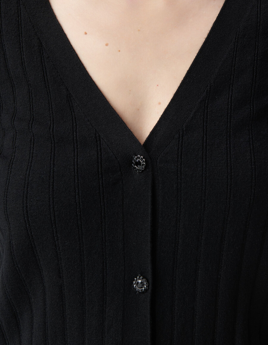 cárdigan de punto negro con botones para mujer